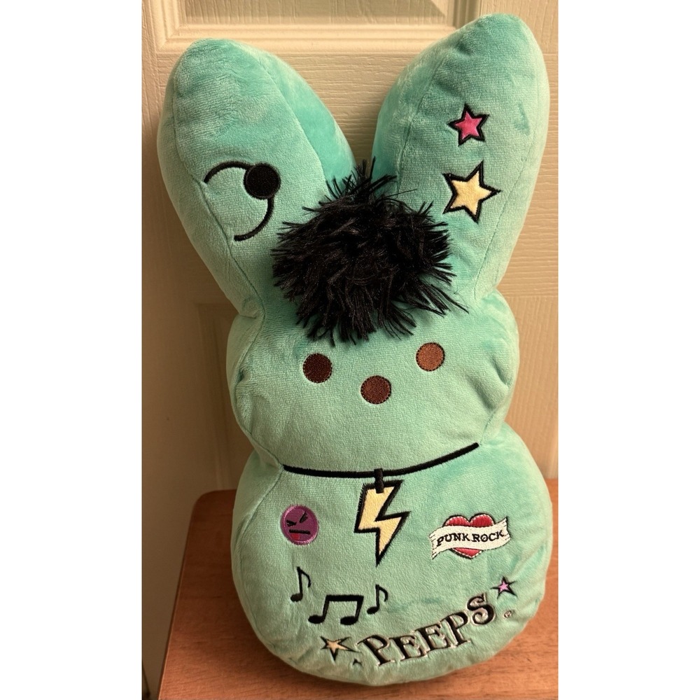 Peeps Emo Punk Rock Bunny Green Easter Plush 15" 2024 EUC